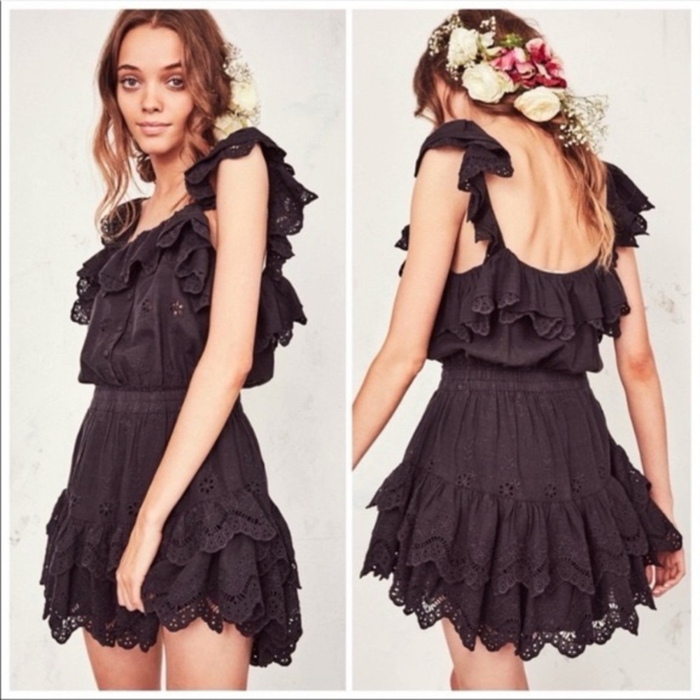 LoveShackFancy Marina Mini Dress in Navy